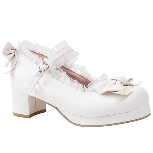 LUXMAX Women Kawaii Mid Block Heel Mary Jane Rockabilly Pumps with Bow Platform Chunky Heel Cute Sweet Shoes thumbnail 2
