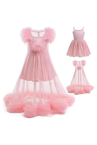 Yulefly Glinda Costume Girls Pink Dress Set Glinda Wand Crown Dress Up Party Halloween Costumes thumbnail 6