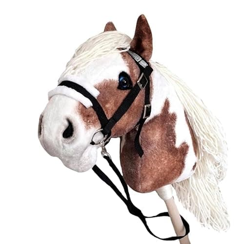 Hobby Horse Pinto Paint A3 Realistic Horse on a Stick with Open Mouth for Children 4 Years - Image 1
