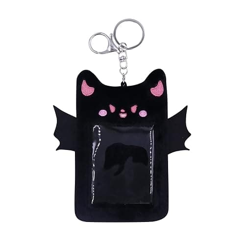 Caviotess Fuzzy Plush Kpop Photocard Holder with Keychain, Cute Animal Wings Photo Sleeve Bank ID Credit Card Holder - Image 1