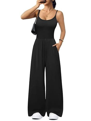 Ekouaer Jumpsuits for Women Dressy Summer Outfits Casual Tummy Control Sleeveless Rompers Wide Leg Pants 2026 - Image 1