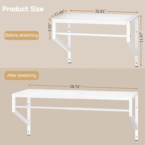 ThreeHio Expandable Closet Shelves Wall Mounted, 3 Pack Closet Shelving with Hanging Rods, Wall Shelving for Walk-in Closet, Hanging Shelves Organizer and Storage for Closet, Laundry thumbnail 3