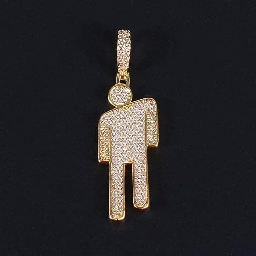 AOLIAY Stylish Villain Necklace, Stainless Steel Bowed Head Pendant Zircon Hip Hop Couple Pendant Necklace (golden) 1PC thumbnail 3