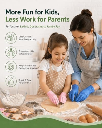 TREEGO Kids Disposable Gloves for Ages 4–8, Pink Kids Nitrile Gloves Food Safe Latex & Powder Free for Crafts, Baking, Tie Dye & Art Projects, XS 50 Count thumbnail 3
