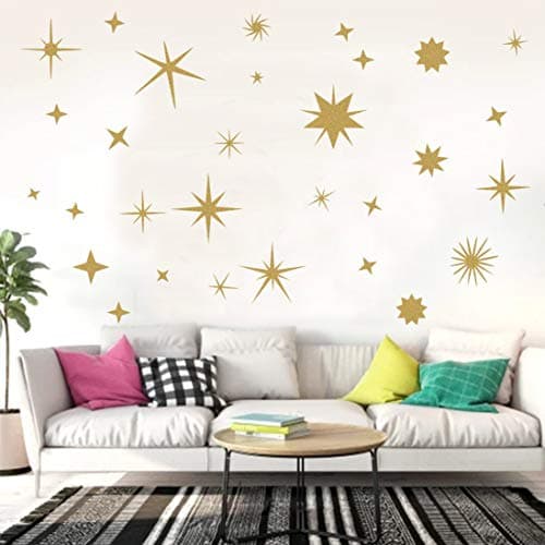 Sparkle Decals Star Wall Decals Nursery Wall Decal Kids Room Decor Stars Walls Art Murals Baby Room Star Stickers Peel and Stick Removable Decal Celestial Decoration(Vintage Gold) thumbnail 4