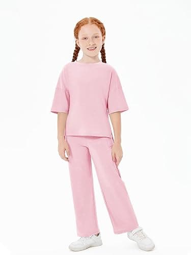 Haloumoning Girls Clothing Sets Summer Oversized T Shirts and Wide Leg Pants Kids Fashion 2 Piece Outfits 4-14 Years thumbnail 2