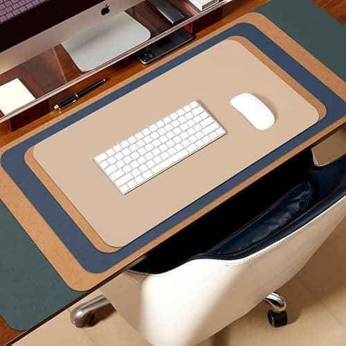 Cork Desk Mat - Dual-Sided Desk Pad for Office and Home - Desk Organization and Accessories - Ideal for Large Mouse Pad and Desk Mats on Top of Desks(Dark Blue,90cmx 43cm) thumbnail 8