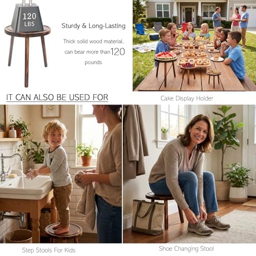 Amdermi 3 Pack Wood Plant Stands Indoor, Mid Century Modern Plant Stool for 6-12 Inch Pots, Tall Small Plant Stand Set for Living Room, Balcony, Office thumbnail 9