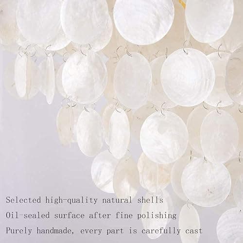 Shell Wind Chime Chandelier Metal Frame Mother-of-Pearl Pendant Light Personalized Creative Bedroom Study Children's Room Decoration Ceiling Pendent Lamp E26 Indoor Lighting Fixtures Lucky Star thumbnail 2