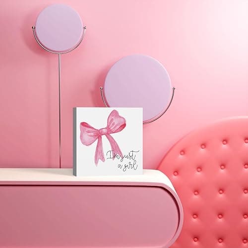 iRudyard Trendy Pink Bow Coquette Room Decor,Wooden Box Sign Desk Decor,Cute Preppy Stuff,Girly Wall Decor,Gifts for Girls Sister thumbnail 4