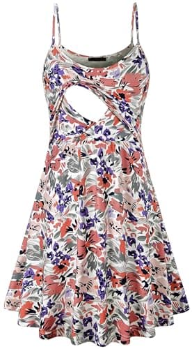 connche Floral Maternity Summer Dress Spaghetti Strap Nursing Breastfeeding - Image 1