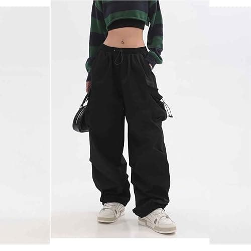 BXCNCKD Women's Retro Pocket Cargo Pants Multi Pocket Casual Trousers Wide Leg Cargo Pants Gothic Street Slacks thumbnail 3