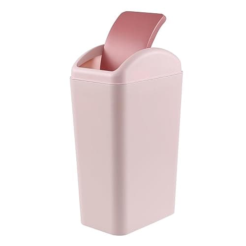 Easymanie 12 L Slim Garbage Can, Small Plastic Trash Can with Swing Lid, 1 Pack (Pink) - Image 1