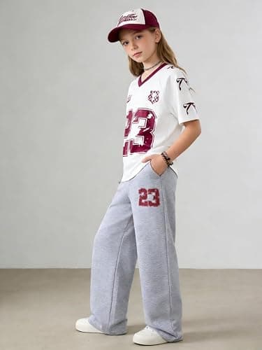 Azmxynol Tween Girls Clothes Short Sleeve Graphic T-Shirt Top + Sweatpant 2 Piece Outfit Set, Size 7-15Years thumbnail 3