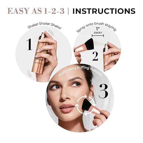 LUMINESS Silk Airbrush Spray Foundation & Buffing Brush Kit – Full Coverage Foundation & Dual-Sided Buffing Brush - Buildable Coverage, Anti-Aging Formula Hydrates & Moisturizes (Shade - Medium) thumbnail 8