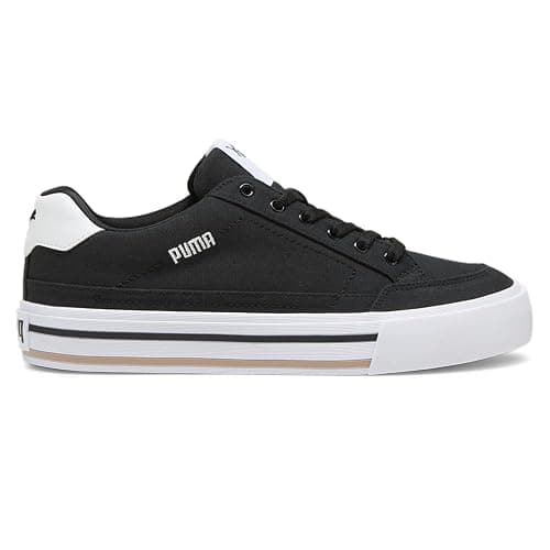 PUMA Mens Court Classic Vulc Lace Up Sneakers Shoes Casual - Black - Image 1