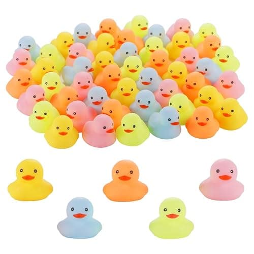 50 Pcs Multicolor Mini Rubber Ducks Baby Bath Toy ,Children Squeak and Float Colored Small Ducks in Bulk Toddlers Shower Duck Decorations Party Favors - Image 1
