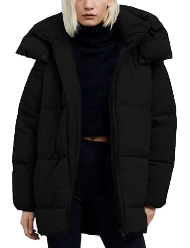 Kissonic Women's Warm Winter Coat Hooded Puffer Jacket Full Zip Long Puffer Coat with Pockets - Image 1