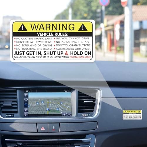 GRITKULTURE Funny Passenger Rules Vehicle Safety Warning Decal Stickers 2 Pack 1.8 inch X 3.7 inch Vinyl for Car, Dash, Truck, Window, Tumblers, Graphic Bumper for Laugh thumbnail 5