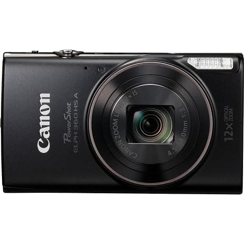 Canon PowerShot ELPH 360 HS A Digital Camera (Black) | 20.2MP CMOS Sensor, 12x Optical Zoom & Built-in Wi-Fi | Compact Point-and-Shoot for Travel, Family & Everyday Photography (7280C001) + 64GB Card thumbnail 6