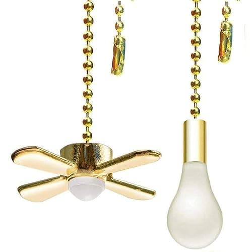 Akahttbn Ceiling Fan Pull Chain Ornaments Extension Chains with Decorative Light Bulb and Fan Cord 13.6 Inches Fan Pull Chain Set For Ceiling Light Lamp Chain (Gold) - Image 1