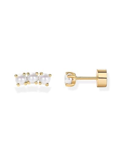 PAVOI 14K Gold Plated Dainty Flat Back Earrings for Women, Piercing Studs | Hypoallergenic Earrings with 925 Sterling Silver Posts, Helix Cartilage Screw Back Piercings with Cubic Zirconia - Image 1