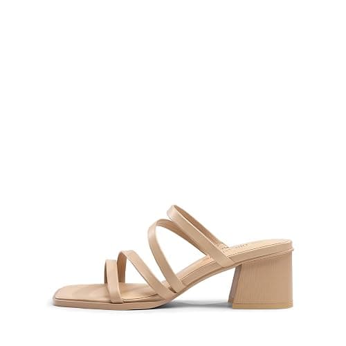DREAM PAIRS Women's Strappy Heels Block Open Toe Low Heel Chunky Mules Sandals Dress Shoes thumbnail 2