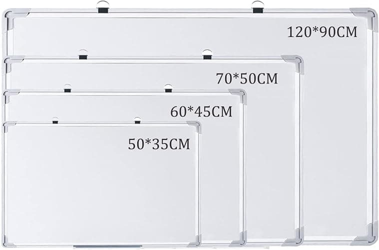 Magnetic whiteboard Small Large White Board Dry Wipe Notice Office School Home Dry Wipe Pen Tray Erase Aluminum Frame Message Schedule Wall Mounted Hanging Planner and Markers Magnets (Small 50x35cm) - Image 1