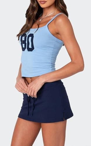 NUFIWI Women Graphic Tank Top Spaghetti Strap Embroidered Crop Tops Sleeveless Cute Baby Tee Y2k Jersey Camisole thumbnail 4