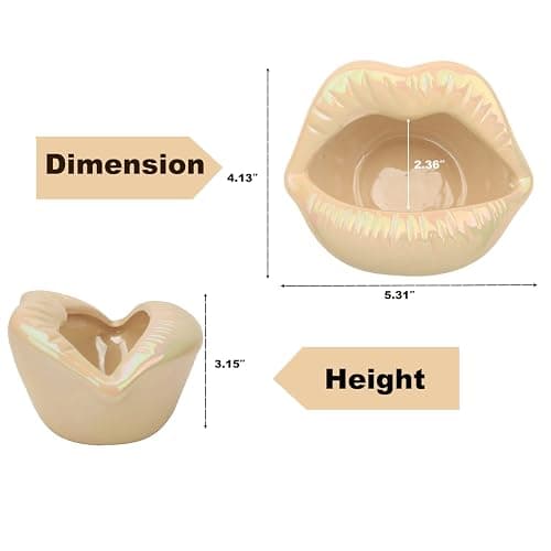 LIABI Lips Decorative Bowl Ceramic Lipstick Ring Holder Jewelry Tray Cosmetic Storage Display Holder Desktop Hair Ties Clips Storage Case in Bathroom for Women Men thumbnail 2