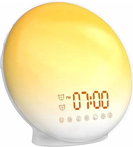 Tuerthy Reveil Lumineux, Réveil Intelligent pour Enfants Adultes, Reveil Matin Simulateur d'Aube et Crépuscule, Snooze,7 Sons Naturels, FM Radio Réveil, Veilleuse LED 7 Couleurs, Lampe de Chevet - Image 1