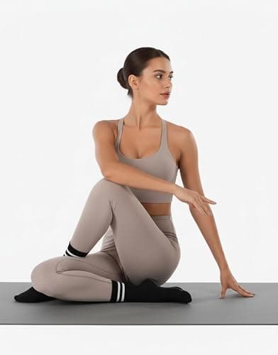 Irisbear Womens Pilates Socks with Grips Non Slip Yoga Socks Barre Gym Athletic Grippy Socks for Women thumbnail 2