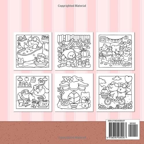 Little Fuzzy: Coloring Book for Adults and Teens with Simple and Cute Drawings of Cozy Corners and Adorable Little Animal Characters for Stress Relief thumbnail 2