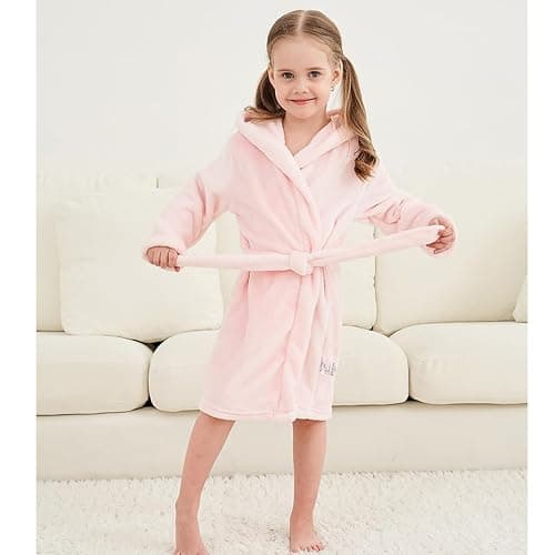 DNggAND Boys Girls Bathrobes,Toddler Boy Girl Robes,Children's Plush Soft Coral Fleece Hooded Pajamas Sleepwear for Kids thumbnail 3