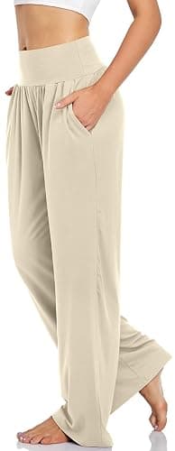UEU Women's Casual Loose Wide Leg Cozy Pants Yoga Sweatpants Comfy High Waisted Sports Athletic Lounge Pants with Pockets thumbnail 2