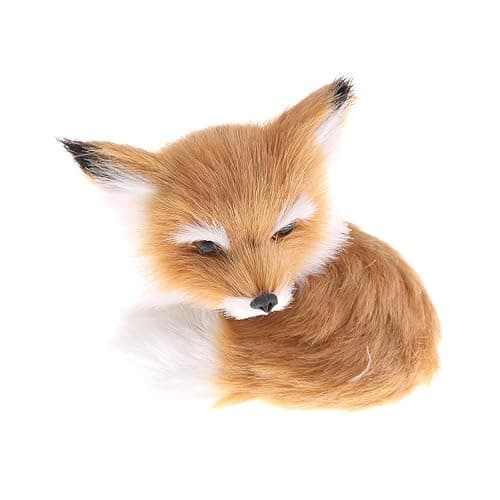 GUDVES Simulation Brown Fox Toy Furs Squatting Fox Model Home Decoration Animals World with Static Action Figures (Fox Toy) thumbnail 8
