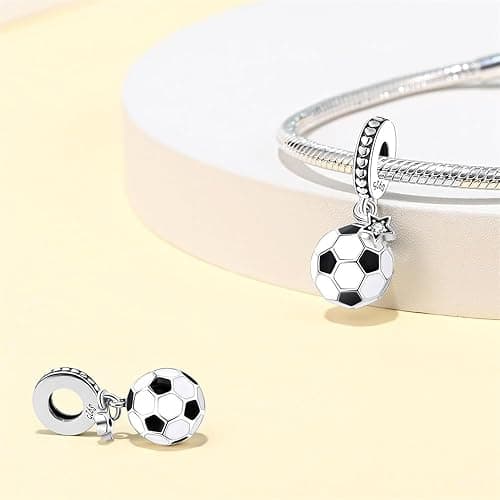 LNQOBU Hand der Fatima Charms Anhänger 925 Sterlingsilber Sport Fußball Charms für Armbänder Halskette Kmpatibel mit Europäischen Armbändern thumbnail 2