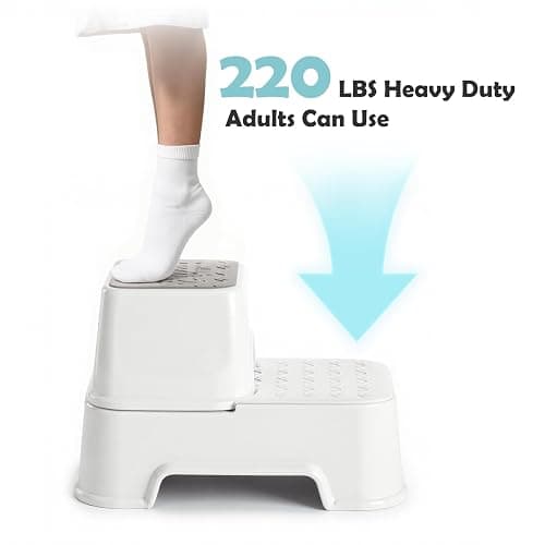 2-Step Stool for Kids - Toddler Anti-Slip Step Stool for Bathroom Sink/Toilet Potty Training/Kitchen Counter, 10" Height, 220 lbs Capacity, Durable & Stable (2Packs White) thumbnail 5