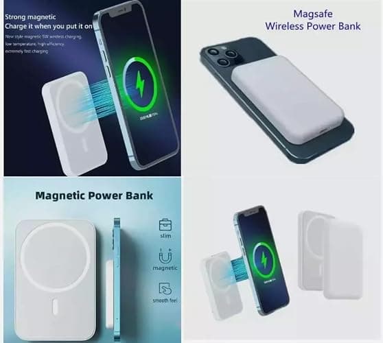 Magnetic Wireless Power Bank 5000mAh - Ultra Slim Power Bank Fast Charging Compatible with iPhone, Google & Smartphones - Fast Qi Charging Battery Pack, LED Indicator Travel Friendly thumbnail 5