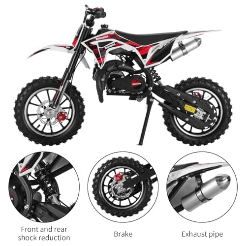 50CC Kids Dirt Bike, 2-Stroke Dirt Bike for Kids,Gas Power Motocross, Off Road Mini Motorcycle, Gas Bike Load 330Lbs Springs Soft Seat Cushion Pocket Motorbike with Front Rear Disc Brakes Pink thumbnail 3