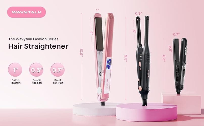 Wavytalk 3/10" Small Flat Iron, Pencil Flat Iron for Short Hair, Pixie Cut and Bangs, Curling Iron for Short Hair, Mini Hair Straightener for Edges with Anti-Pinch Design, Tiny Hair Straightener thumbnail 8