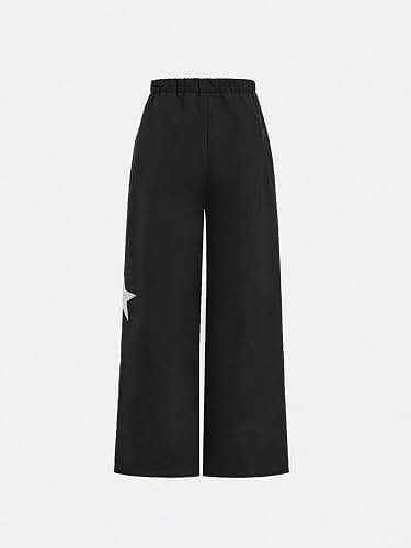 RoseSeek Girl's Baggy Sweatpants Star Graphic High Waist Wide Leg Pants Athletic Long Track Pants thumbnail 3