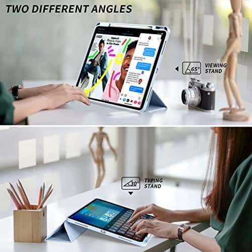 KenKe Case for iPad Pro 12.9 Inch (6th/5th, 2022/2021), for iPad Air 13 Inch (M3/M2, 2025/2024) with Pencil Holder, Smart Trifold Stand Cover & Auto Wake/Sleep for iPad Pro 12.9 Case, Sky Blue thumbnail 6