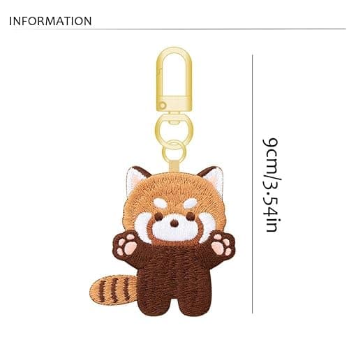 Animal Pendant Cartoon Funny Red Panda Keyrchain Sleep Red Panda Embroidery Pendant Bag Hanging(D) thumbnail 2