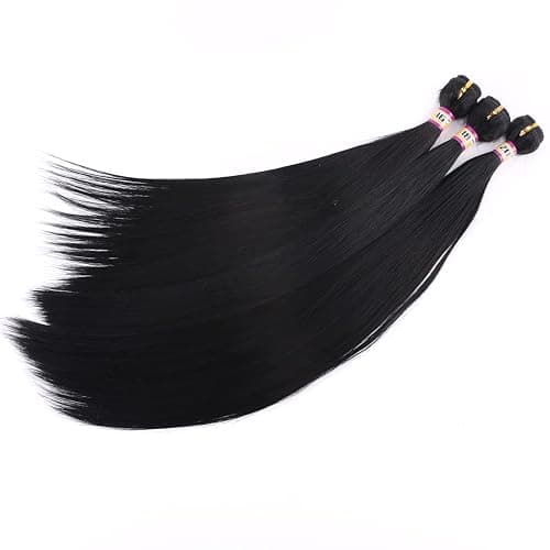 3 Bundles Silky Straight Synthetic Hair Weave Extensions 16 18 20 Inches Mixed Color Black Hair Weft (1#) thumbnail 5