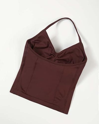 AUROLA Influence Longline Strappy Workout Halter Tops for Women,Removable Cups Padded Bras Impact Gym Yoga Sleeveless Top thumbnail 3