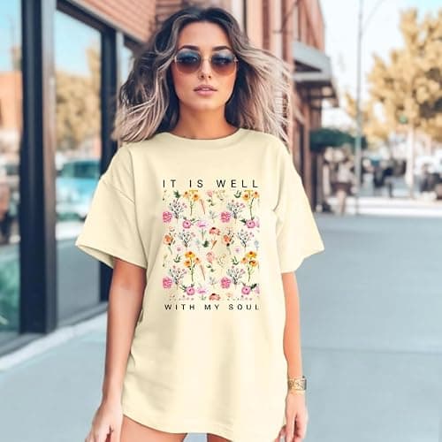Christian Faith Tshirt Oversized Jesus Shirts for Women Trust in The Lord Saying Tee Tops thumbnail 3