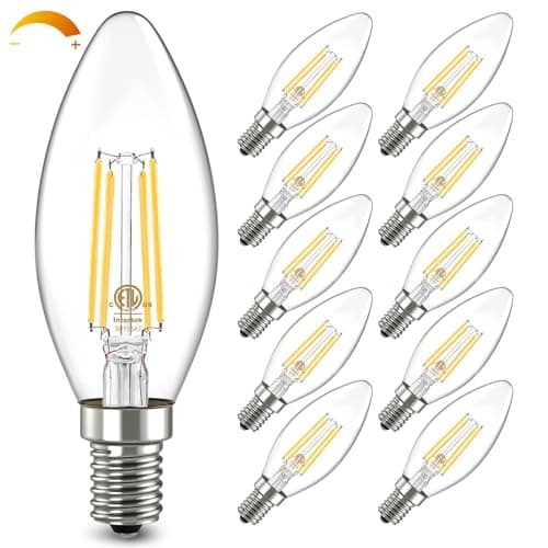 Volxon E12 LED Bulb Dimmable, C35/B11 Chandelier Light Bulbs 5W Equivalent 60 Watt, Neutral White 4000K 550 LM Candelabra LED Bulbs, Clear Glass, ETL Listed, CRI 85+, Pack of 10