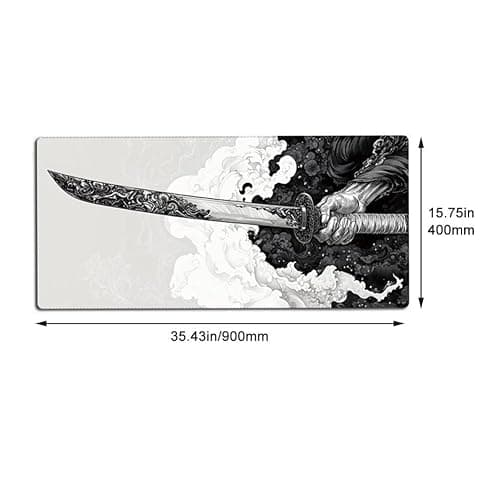 Japanese Style Katana Mouse Pad Large Computer Gaming Mouse Mat Pad Long Desk Mat Non-Slip Rubber Mouse Pad for Home Office Gaming Room thumbnail 6