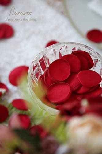 Floroom 300pcs Rose Petals Dark Red Faux Silk Flower Petals for Wedding Flower Girl Basket Aisle Scatter Dinner Table Centerpieces Party Confetti Bridal Shower Romantic Night Decoration thumbnail 5